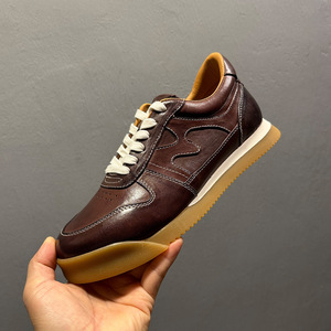 Men's <b>Leather</b> Training Shoes Brown Soft Sole Low Heel Casual <b>Sneakers</b> Daily Wear - Product Image 1