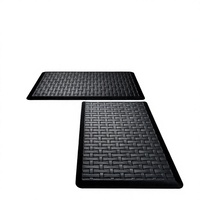 UKISS Lot de 2 tapis de cuisine anti-fatigue rembourrés, imperméables et antidérapants en PVC noir 17,3'x28' + 17,3'x28', lavage à la main uniquement