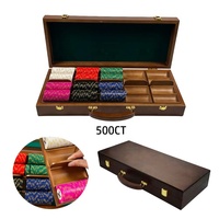 Boîte de rangement pour jetons de poker en bois massif, 5 plateaux, 500 pièces (100 jetons par plateau), 40 mm, doublure en velours vert, pour soirées de jeu à domicile, fournisseur en gros