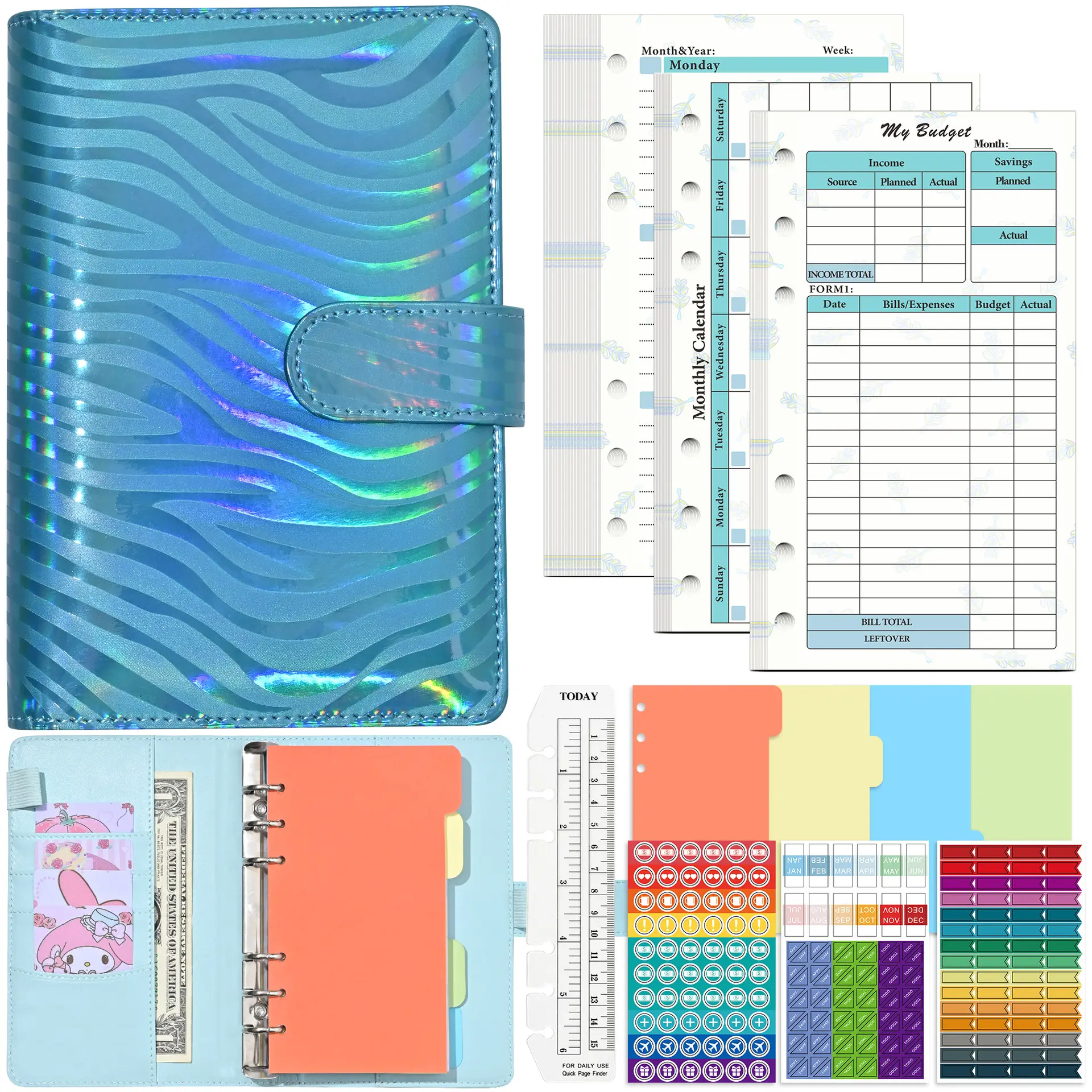 Wholesale A6 Budget Notebook Binder Planner Money Saving Budget Binder with Cash Envelopes and Zipper for Budgeting