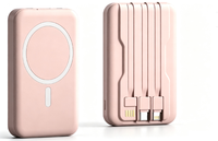 Banco de Energía Inalámbrico Magnético con 3 Cables Integrados, Batería Externa Portátil de Carga Rápida de 1W/2WmAh para iPhone