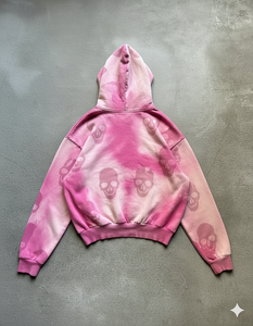 Felpe <span class=keywords><strong>con</strong></span> <span class=keywords><strong>cappuccio</strong></span> lavate <span class=keywords><strong>con</strong></span> acido in bianco 500 Gsm in cotone pesante <span class=keywords><strong>con</strong></span> <span class=keywords><strong>teschio</strong></span> grafiche attorcigliate - Product Image 2