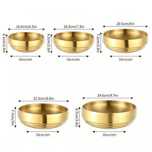 Cuenco de doble capa de acero inoxidable dorado coreano, cuenco grande para Fideos Instantáneos Ramen, sopa, fruta, aperitivo, con función de fideos fríos - Product Image 4