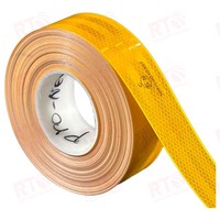 Cintas Adhesivas de Seguridad Retroreflectantes Personalizadas de 5.08CM con Borde Sellado, Color Amarillo, Certificación E8 104R, para Camiones
