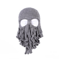 Bonnet cagoule en tricot pieuvre calmar, drôle, au design de tentacule, fantaisie, pour Halloween, costume, fête, pour hommes et femmes