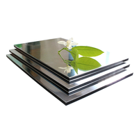 Panneau composite en aluminium miroir argenté, revêtement mural ACP ACM, 1220x2440 mm, 4 mm, revêtement PE