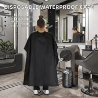 Cape de coiffure en polyester résistante à l'eau, noire, pour salon, soins personnels et nettoyage domestique, capes de barbier