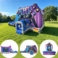 Château Gonflable Commercial Personnalisé pour Gamers : Combo Toboggan et Structure de Jeu pour Enfants