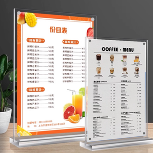 Customizedhotel nhà hàng đơn chủ đứng áp phích rượu vang giá danh sách quảng cáo Máy tính để bàn Acrylic hiển thị đứng - Product Image 4