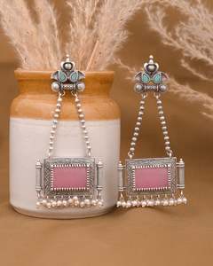 Best Selling High Grade Oxidised Silver Long Danglers for Women Trendy Ethnic Temple <b>Jewellery</b> Mainly Made of Brass - Product Image 2