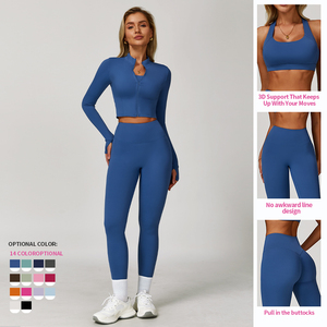 <span class=keywords><strong>Ensemble</strong></span> de yoga 3 pièces pour femmes, soutien-gorge de <span class=keywords><strong>sport</strong></span> sans couture et leggings, <span class=keywords><strong>ensemble</strong></span> de vêtements de <span class=keywords><strong>sport</strong></span> à séchage rapide pour la salle de <span class=keywords><strong>sport</strong></span> et le yoga - Product Image 2