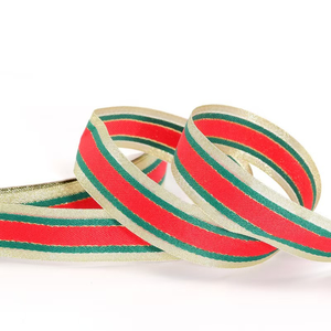 Pita Natal Benang Emas Merah Hijau 10-38Mm Strip Dekorasi DIY Bunga Kue Pembungkus Buket Pernikahan Pita Kemasan Hadiah - Product Image 2