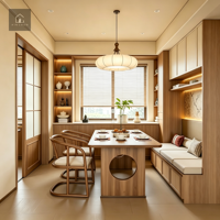 Meuble mural XINGRUO avec coin petit-déjeuner, éclairage LED, table à manger en bois, banc rembourré, étagères de rangement pour cuisine et salle à manger