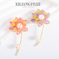 XILIANGFEIZI Nouvelle Broche Lotus en Perle d'Eau Douce Naturelle, Style National, Émail, Épingle de Corsage, Accessoires pour Manteau pour Femme