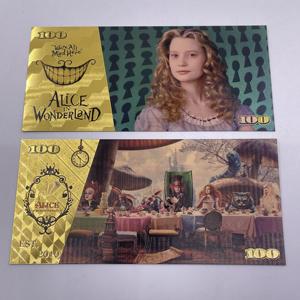 Billet magique plaqué or 24 carats pour films fantastiques américains, Billet <span class=keywords><strong>de</strong></span> banque plaqué or Alice au pays des merveilles, Cadeau <span class=keywords><strong>de</strong></span> Noël - Product Image 3