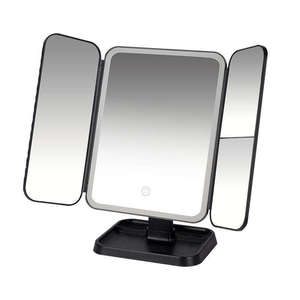 Wholesale <b>Vanity</b> Led Lighted Travel Makeup <b>Mirror</b> Desktop Trifold Magnified With <b>Lights</b> 3 Way Folding - Product Image 4