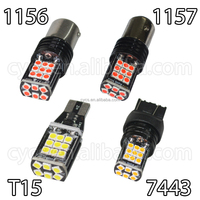 Ampoule LED 7443 T20 3030 24SMD 12V pour feux de freinage, clignotants et feux de recul de voiture, blanc, jaune, rouge, haute luminosité, autres accessoires