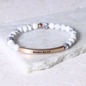 Mama Bear Engraved Rose Gold Plated <b>Beaded</b> <b>Bracelet</b> Women's Natural Stone Jewelry Classic Style Gift <b>Bracelet</b> - Product Image 5