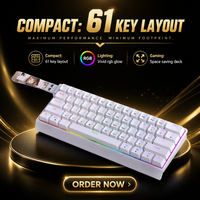 Clavier mécanique 61 touches avec rétroéclairage RGB, filaire, disposition compacte, touches et câble séparés, pour bureau