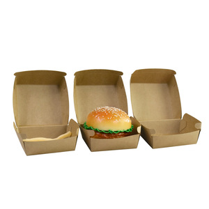 Kotak <span class=keywords><strong>Burger</strong></span> Kertas Kraft Sekali Pakai Grosir Desain Clamshell Anti Minyak Kemasan Makanan Cepat Saji Hamburger untuk Dibawa Pulang - Product Image 3