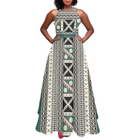Robe longue noire sans manches, motif de tatouage, personnalisé, non élastique, robe de soirée élégante, style Tribal polynésien