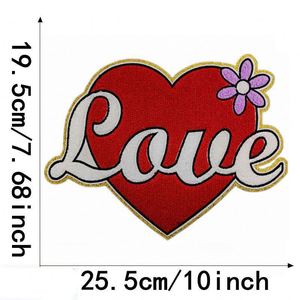 New Hot Colorful Big Size Iron on Chenille Embroidered Gold Heart love Mama Patch for T-shirt Hoodies - Product Image 3
