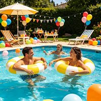 2 Flotadores Inflables para Piscina, Anillo de Natación a Rayas para Adultos, Flotador para Piscina, Balsa para Piscina, Tumbona de Playa para el Verano, Artículos para Fiestas