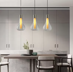 Zeal Lighting Venta al por mayor Industrial LED Flame Pendant para comedor Luz colgante de vidrio rojo - Product Image 6