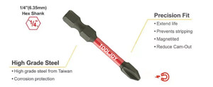 Tooljoy Ph2 Ph3 10 chiếc Bộ đầu tuốc nơ vít chống trượt từ tính mũi khoan chống trượt - Product Image 5