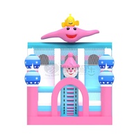 WOLONG Toboggan Gonflable Dauphin Clown 9x5m avec Échelle d'Accès, Sûr et Durable en PVC, Capacité >500kg pour 15-20 Enfants, Usage Commercial Extérieur