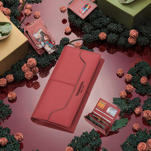 Classic Women's Long <b>Wallet</b> Genuine Leather Polyester Zipper Closure Multi-function <b>Clutch</b> RFID Card Slots Phone Pocket Fashion - Product Image 3