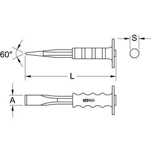 KS TOOLS Burin maçon avec poignée, 8 pointes, 31x350mm - Product Image 2