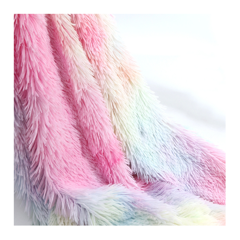 Manufacturer Custom Wholesale Fashion PV Plush Colorful Faux Fur Fabric Luxury Faux Fur 100% Polyester Home textile Fabric