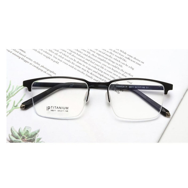 98011 New Trend Half Rim Titanium Eyeglass Frame High Quality Light Weight Square Titanium Eyewear China Supply