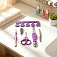 Kit d'outils de manucure professionnels violets pour salon et usage domestique