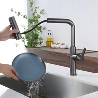 Robinet mélangeur de cuisine en acier inoxydable 304, cascade, 3 voies, avec douchette extractible et cartouche céramique – Vente en gros