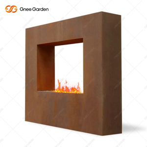 Brasero extérieur en acier corten au gaz naturel 45000-49999 BTU Décoration de jardin portable Patio Cuisine extérieure - Product Image 1