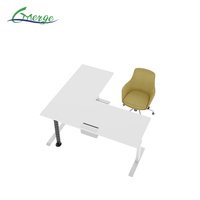 Bureau de direction moderne en L, électrique, réglable en hauteur, à double moteur, pour assise-debout, idéal pour les immeubles de bureaux
