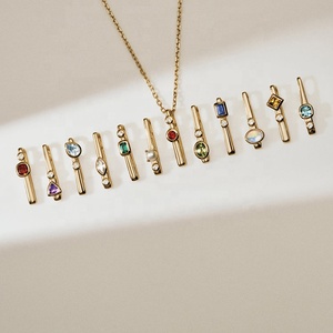 LYBURCHI - Dije de Barra Geométrico Abstracto Personalizado en Plata de Ley 925, Chapado en Oro de 14K y 18K, con Circonitas Cúbicas, para la Creación de Joyas - Product Image 6