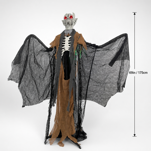Décoration d'Halloween démoniaque en forme de chauve-souris sur pied avec yeux LED rouges lumineux, robe déchirée, alimentée par piles, pour maison, jardin, cour, maison hantée - Product Image 3