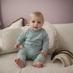 卸売フレンチテリー長袖トップとパンツセットオーガニックコットンベビーセータースーツ - Product Image 4