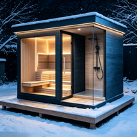 Prix d'usine, prix de gros, sauna extérieur en bois de cèdre rouge canadien, sauna sec traditionnel avec fonction vapeur, douche de sauna en bois