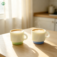 Mug à café en verre borosilicate coloré de 105 ml, blanc jade, vert, design classique, fait main, sans BPA, réutilisable, passe au micro-ondes