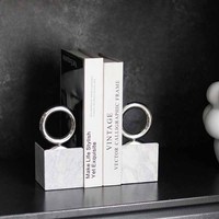 Porte-livres en argent avec design Art Déco, en acier inoxydable et marbre, pour les anniversaires