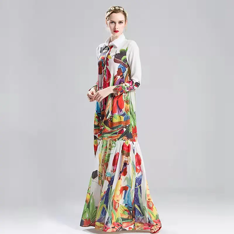 Clothing manufacturers have designed printed long skirt beach holiday women's casual dress bohemian dresses