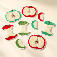 Patch en chenille motif pomme de dessin animé, tendance, auto-adhésif, brodé, pour chaussures, chaussettes, sacs, en polyester, design mode