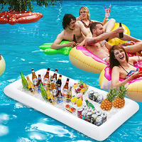 Portavasos Inflable, Posavasos Poroso, para Frutas, Vino, Cerveza, Mesa Móvil, Hielo, Piscina, Bandeja Flotante para Beber