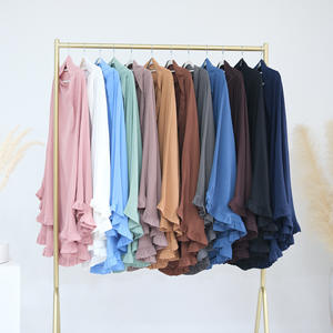 2024 kadın Ruffled uzun krep Khimar Abayas bir boyut islam müslüman namaz başörtüsü şal Niqab hediye - Product Image 5