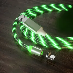 Regalos 1m 2M Carga magnética Cable de teléfono móvil USB Tipo C Flujo Cable DE DATOS luminoso para LED Kable