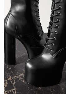 <span class=keywords><strong>Botas</strong></span> <span class=keywords><strong>de</strong></span> Tacón Grueso Unisex para Mujer, <span class=keywords><strong>Plataforma</strong></span> Alta, Tacón <span class=keywords><strong>de</strong></span> Bloque, Cuero, Color Marrón, Estilo Lujoso, Estampado <span class=keywords><strong>de</strong></span> Leopardo, <span class=keywords><strong>Pelo</strong></span> <span class=keywords><strong>de</strong></span> Becerro, Botines - Product Image 5